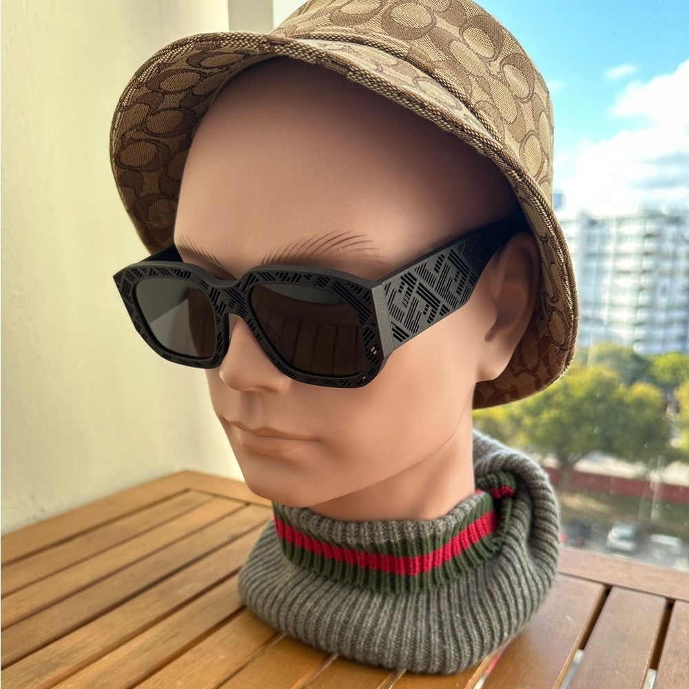 Auth - New FE40113i 02A FENDI FE40113I Shadow rectangle-frame acetate sunglasses
